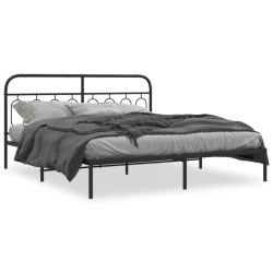 Cadre de lit métal sans matelas avec tête de lit noir 183x213cm 