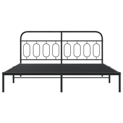 Cadre de lit métal sans matelas avec tête de lit noir 183x213cm 