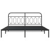 Cadre de lit métal sans matelas avec tête de lit noir 183x213cm 