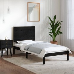 Cadre de lit sans matelas noir 75x190 cm bois massif 