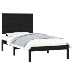 Cadre de lit sans matelas noir 75x190 cm bois massif 