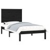 Cadre de lit sans matelas noir 75x190 cm bois massif 