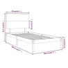 Cadre de lit sans matelas noir 75x190 cm bois massif 