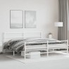 Cadre de lit métal sans matelas et pied de lit blanc 200x200 cm 