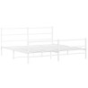 Cadre de lit métal sans matelas et pied de lit blanc 200x200 cm 