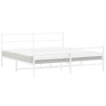 Cadre de lit métal sans matelas et pied de lit blanc 200x200 cm 