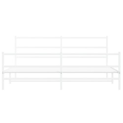 Cadre de lit métal sans matelas et pied de lit blanc 200x200 cm 
