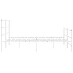 Cadre de lit métal sans matelas et pied de lit blanc 200x200 cm 