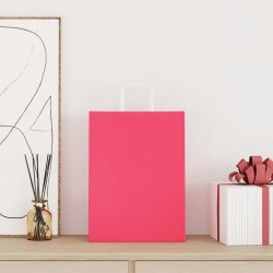 Sacs en papier 250 pcs avec poignées rose 26x12x35 cm 