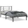 Cadre de lit métal sans matelas avec tête de lit noir 107x203cm 