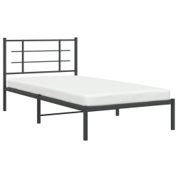 Cadre de lit métal sans matelas avec tête de lit noir 107x203cm 