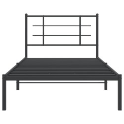 Cadre de lit métal sans matelas avec tête de lit noir 107x203cm 