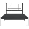 Cadre de lit métal sans matelas avec tête de lit noir 107x203cm 
