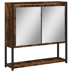 Armoire à miroir de salle de bain chêne fumé bois d’ingénierie 