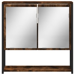 Armoire à miroir de salle de bain chêne fumé bois d’ingénierie 