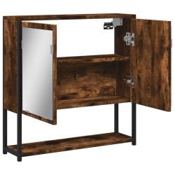 Armoire à miroir de salle de bain chêne fumé bois d’ingénierie 