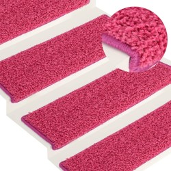 Tapis d'escalier 15 pcs 65x21x4 cm Rose 