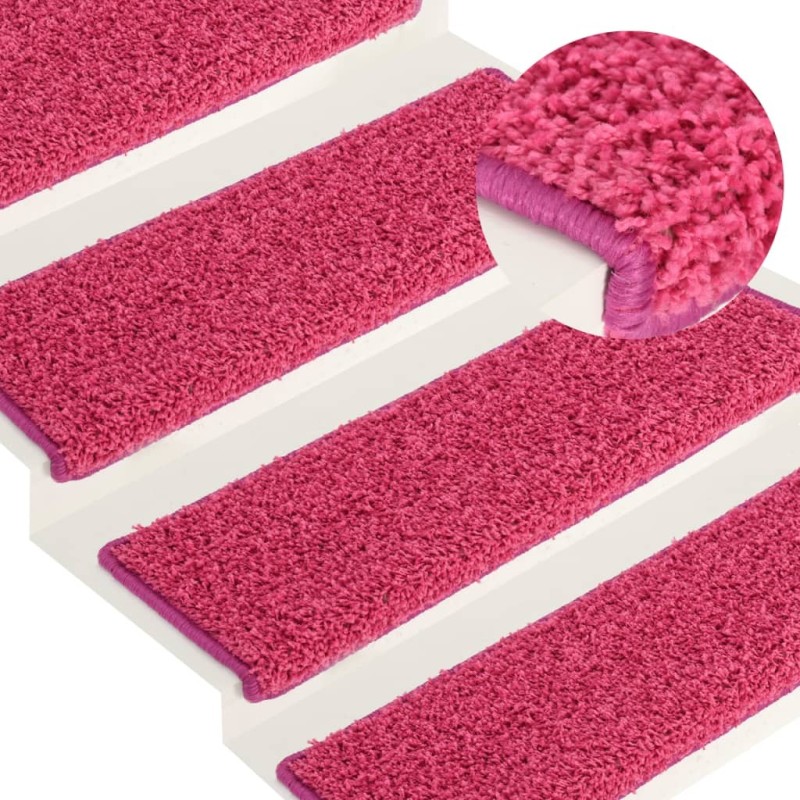 Tapis d'escalier 15 pcs 65x21x4 cm Rose 