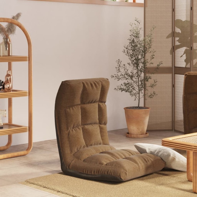Chaise pliable de sol Marron Tissu Chaise pliable de sol Marron Tissu