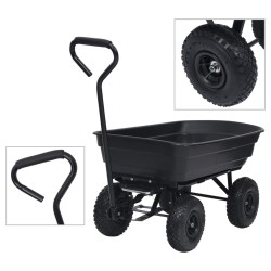 Chariot à main à bascule de jardin 300 kg 75 L Noir 