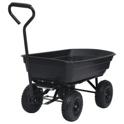 Chariot à main à bascule de jardin 300 kg 75 L Noir 