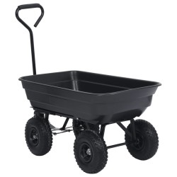 Chariot à main à bascule de jardin 300 kg 75 L Noir 