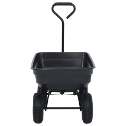 Chariot à main à bascule de jardin 300 kg 75 L Noir 
