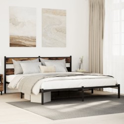 Cadre de lit en métal sans matelas chêne fumé 183x213 cm 