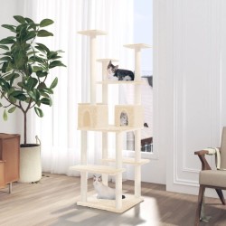 Arbre à chat avec griffoirs en sisal Crème 167 cm 