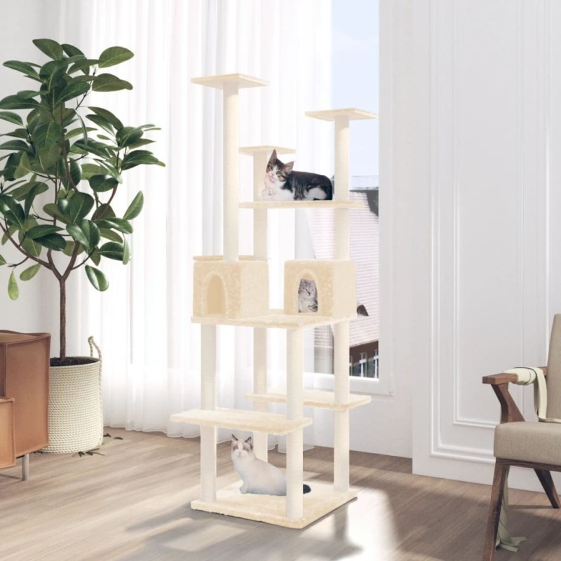 Arbre à chat avec griffoirs en sisal Crème 167 cm 