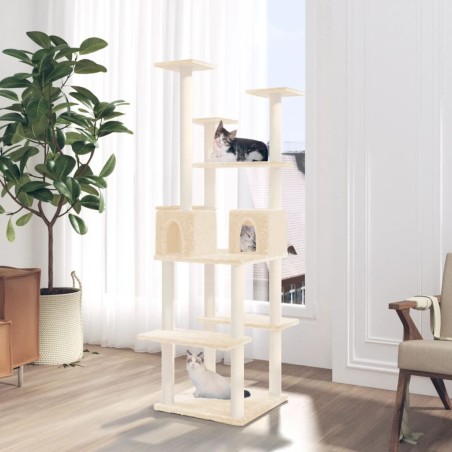 Arbre à chat avec griffoirs en sisal Crème 167 cm 