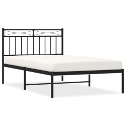 Cadre de lit métal sans matelas avec tête de lit noir 107x203cm 