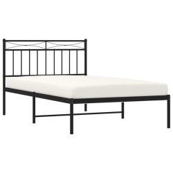 Cadre de lit métal sans matelas avec tête de lit noir 107x203cm 