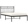 Cadre de lit métal sans matelas avec tête de lit noir 107x203cm 