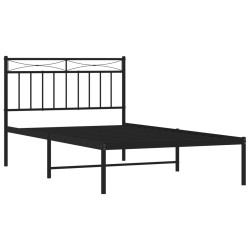 Cadre de lit métal sans matelas avec tête de lit noir 107x203cm 