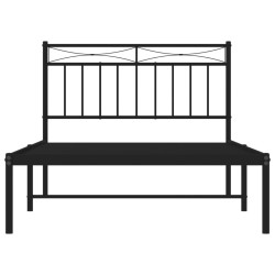 Cadre de lit métal sans matelas avec tête de lit noir 107x203cm 