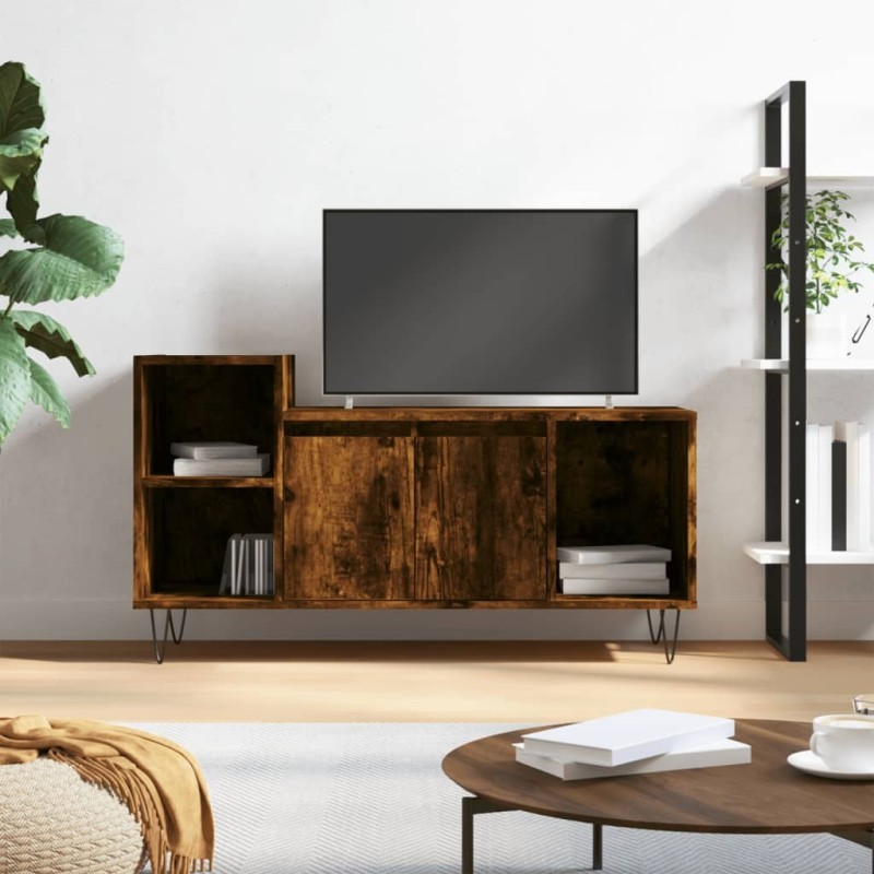 Meuble TV Chêne fumé 100x35x55 cm Bois d'ingénierie Meuble TV Chêne fumé 100x35x55 cm Bois d'ingénierie
