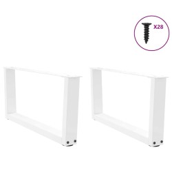 Pieds de table basse en forme de V, 2 pièces, blanc, 70 x (30-31,3) cm, acier 