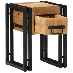 Table d'appointavec tiroir Noir 30x30x40 cm Bois de manguier massif 