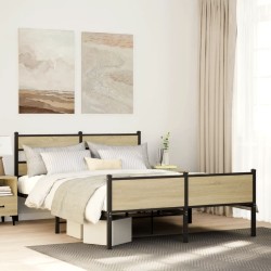 Cadre de lit sans matelas chêne sonoma 137x190 cm 