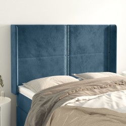 Tête de lit avec oreilles Bleu foncé 147x16x118/128 cm Velours 