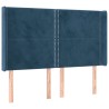 Tête de lit avec oreilles Bleu foncé 147x16x118/128 cm Velours 