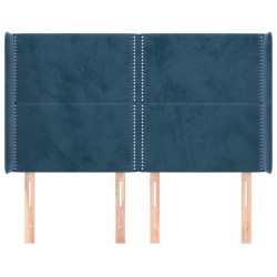 Tête de lit avec oreilles Bleu foncé 147x16x118/128 cm Velours 