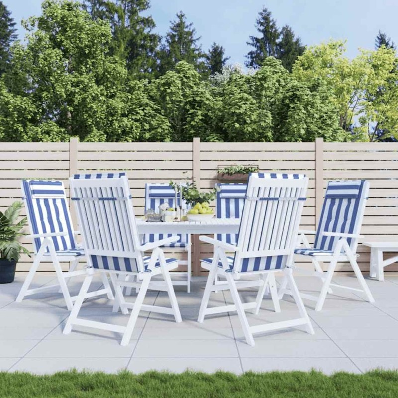 Coussins de chaise à dossier haut lot de 6 rayures bleu/blanc 