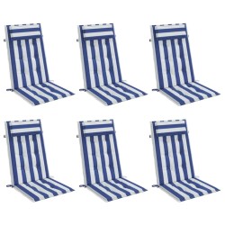 Coussins de chaise à dossier haut lot de 6 rayures bleu/blanc 