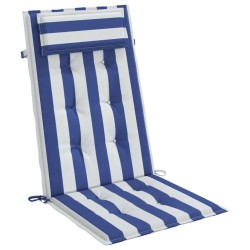 Coussins de chaise à dossier haut lot de 6 rayures bleu/blanc 