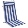 Coussins de chaise à dossier haut lot de 6 rayures bleu/blanc 