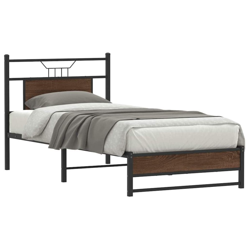 Cadre de lit sans matelas chêne marron 80x200cm bois ingénierie 