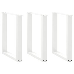 Pieds de table à manger en U, 3 pièces, blanc, 70 x (72-73) cm, acier 