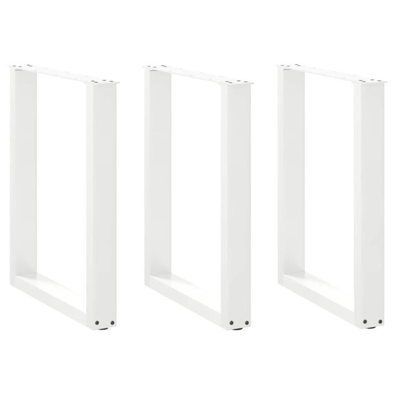 Pieds de table à manger en U, 3 pièces, blanc, 70 x (72-73) cm, acier 